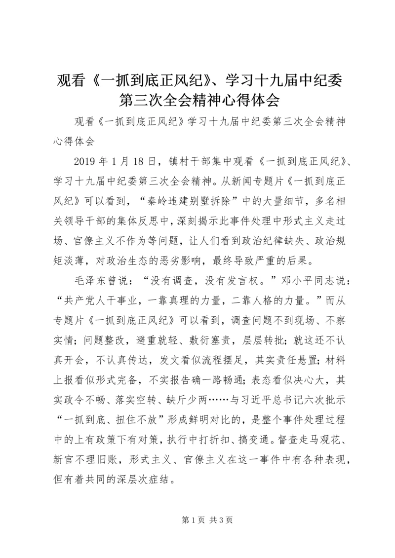 观看《一抓到底正风纪》、学习十九届中纪委第三次全会精神心得体会.docx
