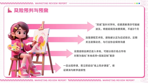 粉色创意潮流风营销复盘报告PPT模板