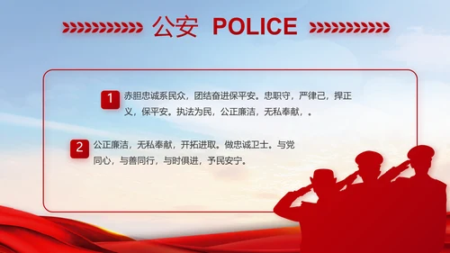 红色大气民警警察年终工作总结PPT