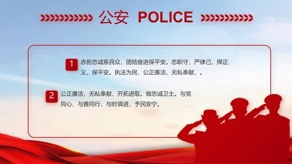 红色大气民警警察年终工作总结PPT