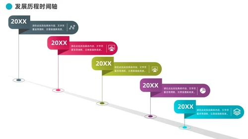 企业发展历程大事记道路时间轴图表PPT模板