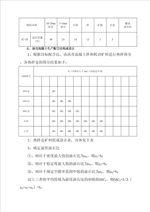 AC沥青混凝土配合比报告