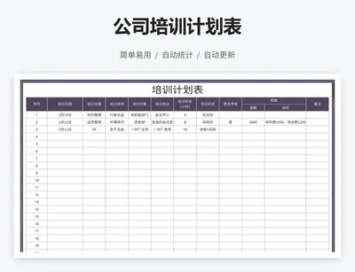 公司培训计划表
