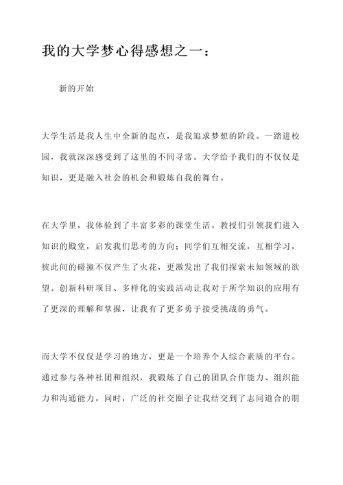 我的大学梦心得感想