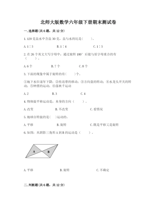 北师大版数学六年级下册期末测试卷精品【网校专用】.docx