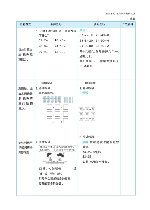 第三单元100以内数的认识（大单元教学设计）-2024-2025学年一年级下册数学人教版（2024）