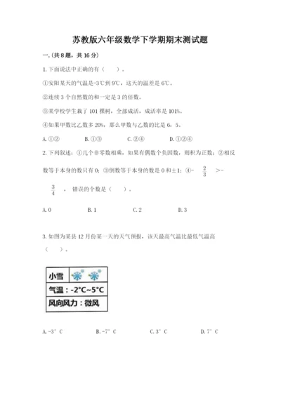 苏教版六年级数学下学期期末测试题（网校专用）.docx