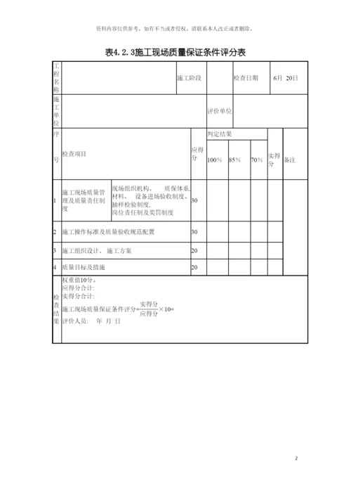 建筑工程施工质量评价标准评价表模板.docx