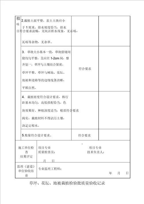 地被种植检验批质量验收记录
