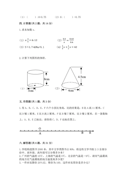 黄冈小学六年级数学试卷附答案（综合卷）.docx