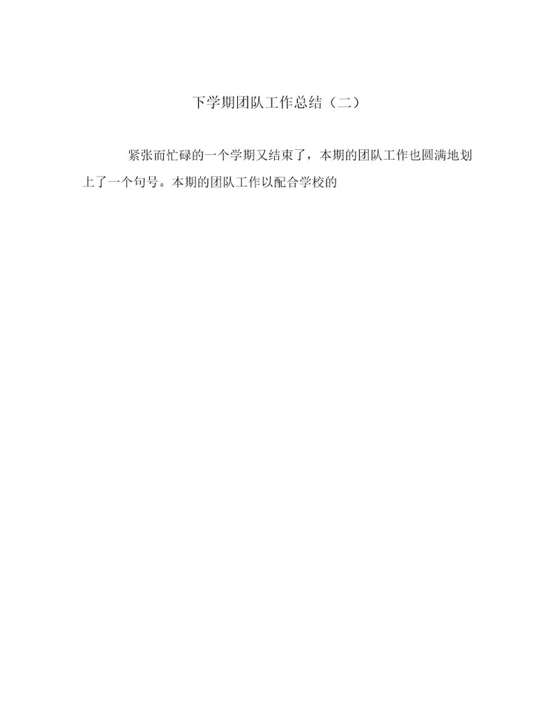 下学期团队工作总结（二）