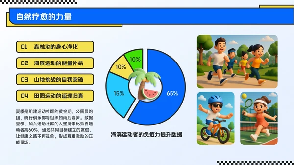 蓝色潮流风奔赴盛夏用运动点燃健康季主题PPT模板