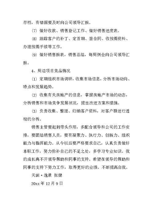 XX销售述职报告