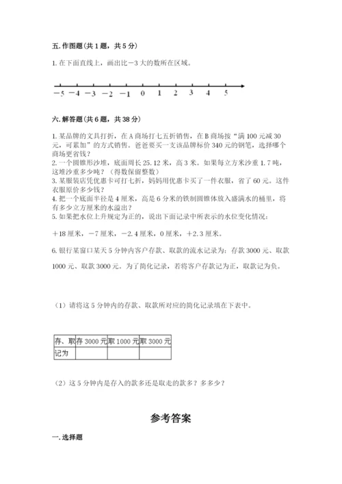 冀教版小学六年级下册数学期末综合素养测试卷附答案【黄金题型】.docx