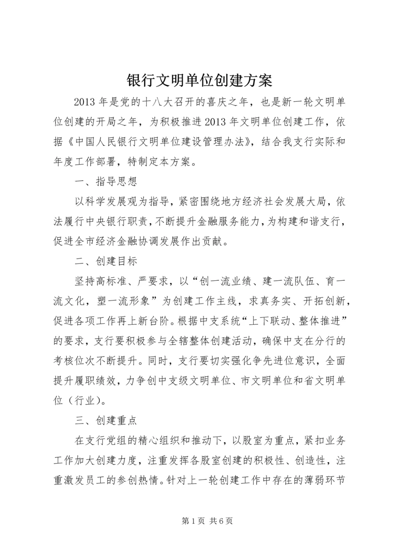 银行文明单位创建方案.docx