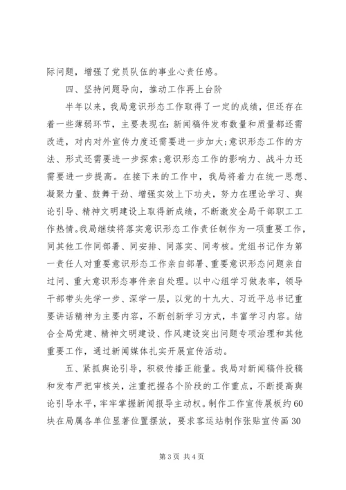 交通运输局党组上半年意识形态工作报告.docx