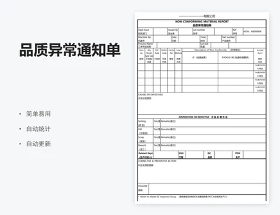 品质异常通知单