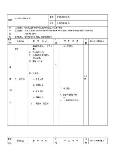 篮球基本功训练教案