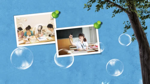 毕业季希望的热气球通用PPT电子相册模板