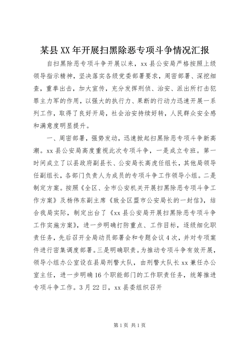 某县XX年开展扫黑除恶专项斗争情况汇报.docx