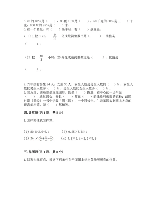 小学六年级上册数学期末测试卷带答案（黄金题型）.docx