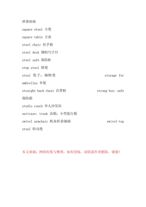 家具行业英语整理
