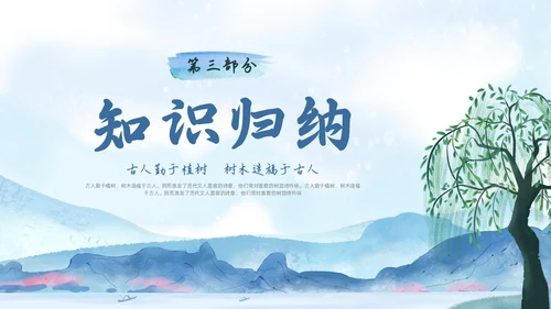 蓝色水墨水彩清明种树郭橐驼传PPT课件