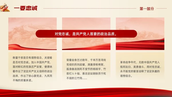 红色大气简约科技风忠诚干净担当PPT模板党课