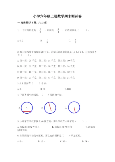 小学六年级上册数学期末测试卷附完整答案【网校专用】.docx
