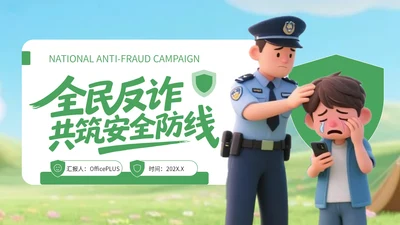 绿色3D风反对电信诈骗知识宣传PPT