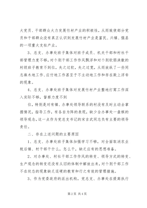 关于在发展竹材产业工作中班子集体的检讨.docx