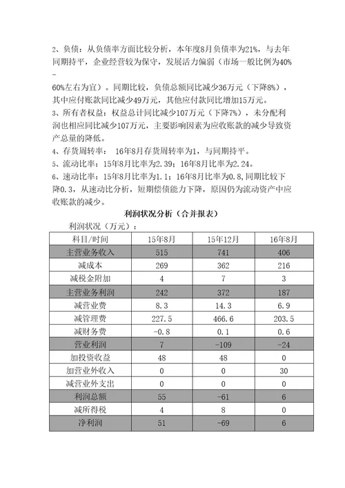 资产负债表与利润表数据分析