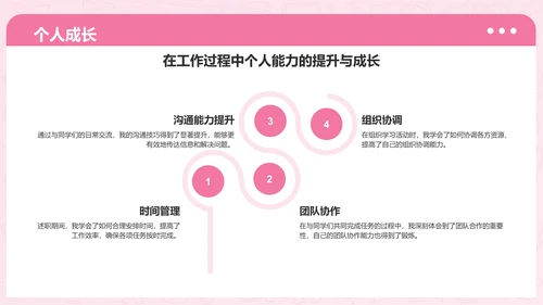 粉色3D风学习委员述职总结PPT模板