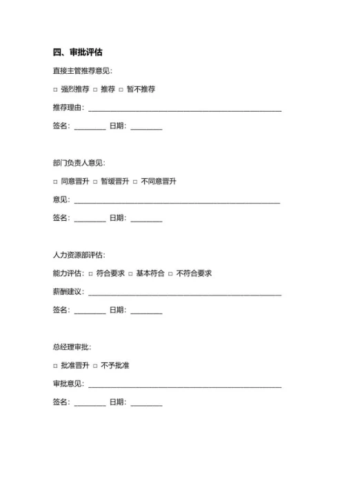 人事申请员工岗位晋升申请表