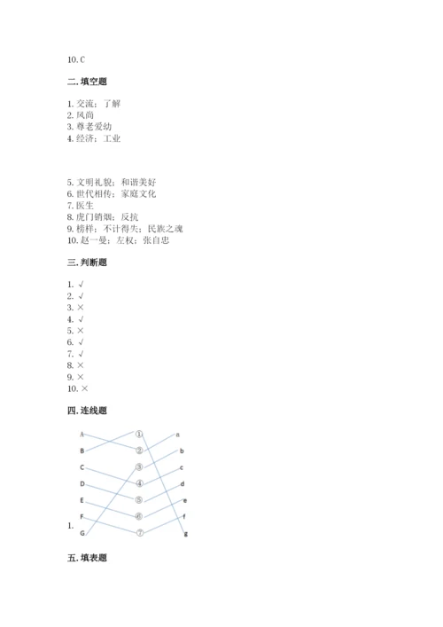 部编版五年级下册道德与法治 期末测试卷附参考答案（精练）.docx