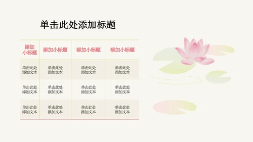 粉绿色荷花小清新风活动PPT模板