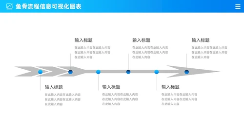 商务蓝色渐变通用鱼骨图信息可视化图表PPT