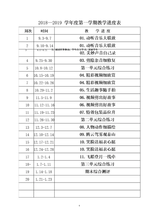 泰山版小学信息技术第5册教学计划