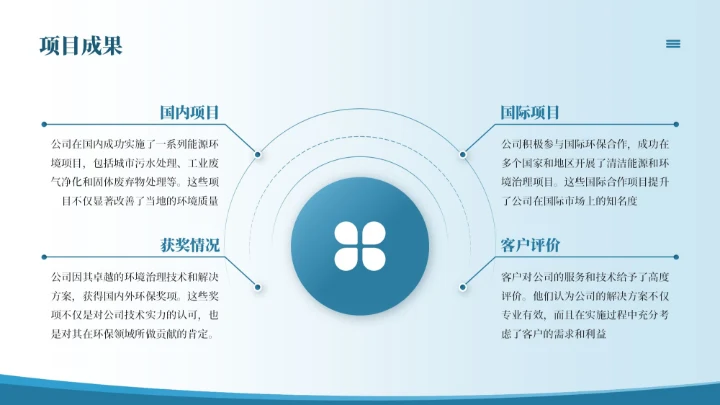 蓝色简约风决战污染携手共赢能源环境公司介绍PPT模板