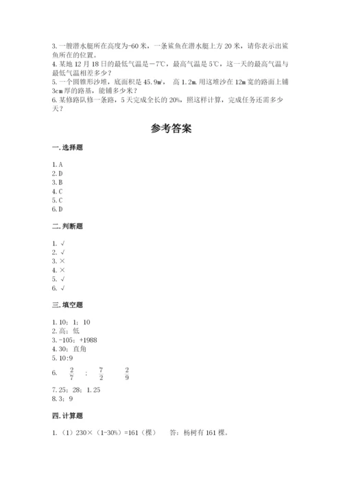 宜宾县六年级下册数学期末测试卷完整参考答案.docx