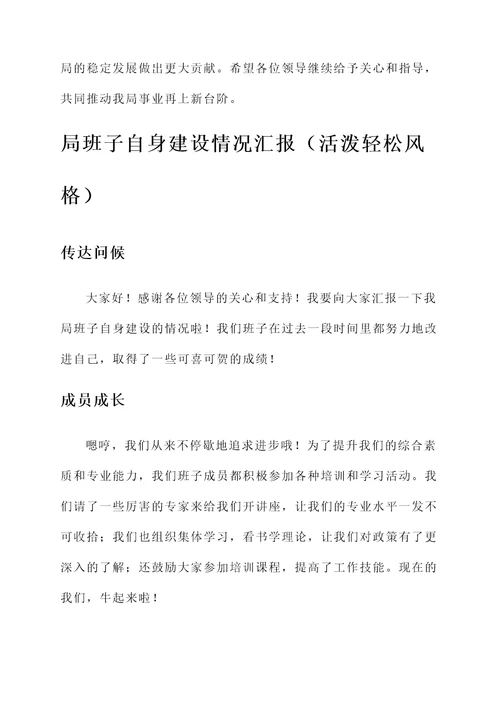 局班子自身建设情况汇报