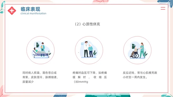 简约插画风急性心肌梗死病人的护理医疗健康护士培训PPT