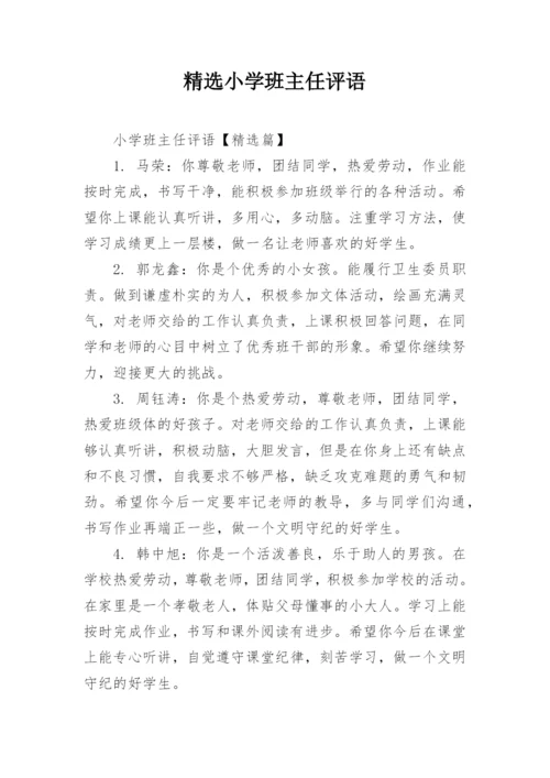 精选小学班主任评语.docx