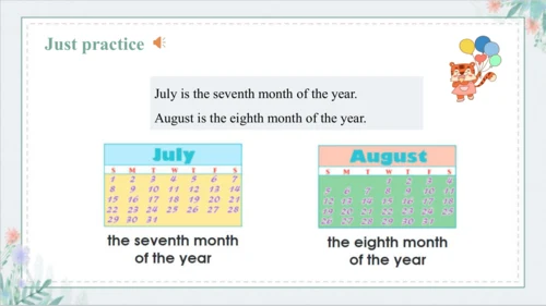 Unit 5 July is the seventh month Lesson 25 - Lesso