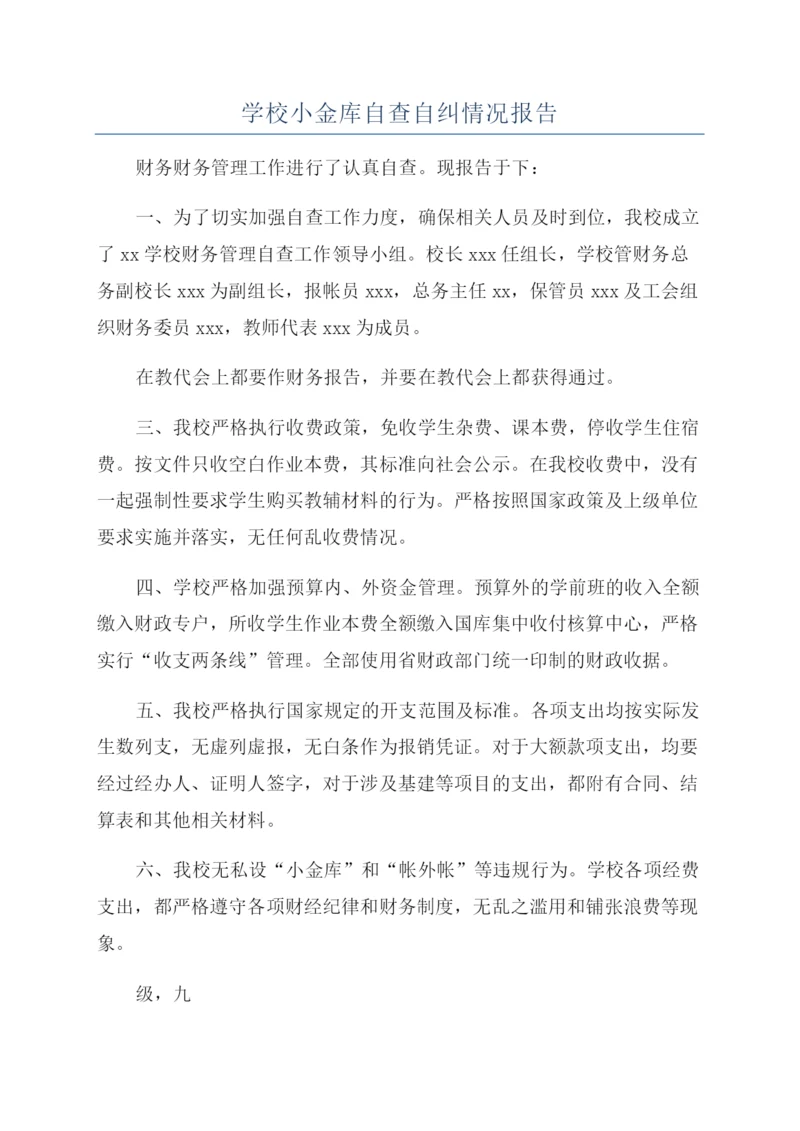 学校小金库自查自纠情况报告.docx