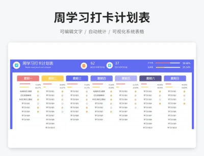 周学习打卡计划表