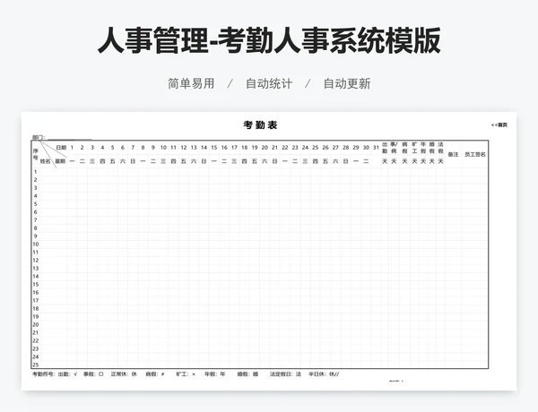 人事管理-考勤人事系统模版