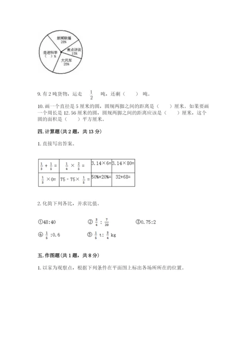 2022人教版六年级上册数学期末测试卷及答案.docx