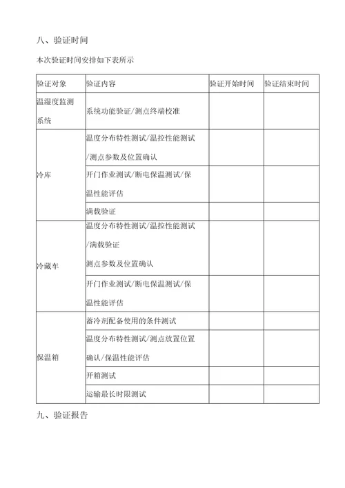 医药公司冷链验证计划