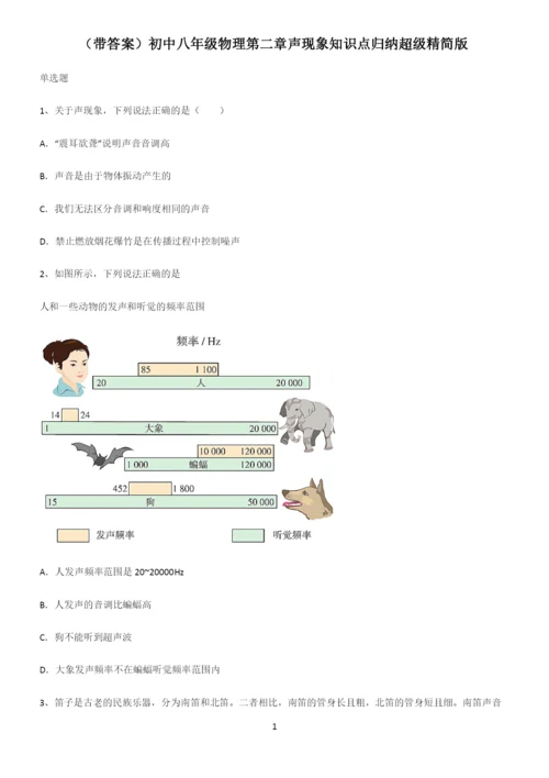 (带答案)初中八年级物理第二章声现象知识点归纳超级精简版.docx